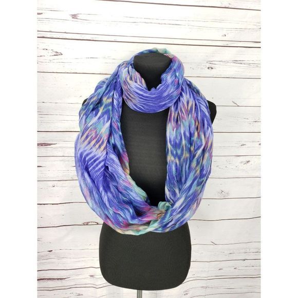 LA Double 7 Aztec Purple Multicolored Infinity Scarf Wrap Boho Chevron - Picture 7 of 7